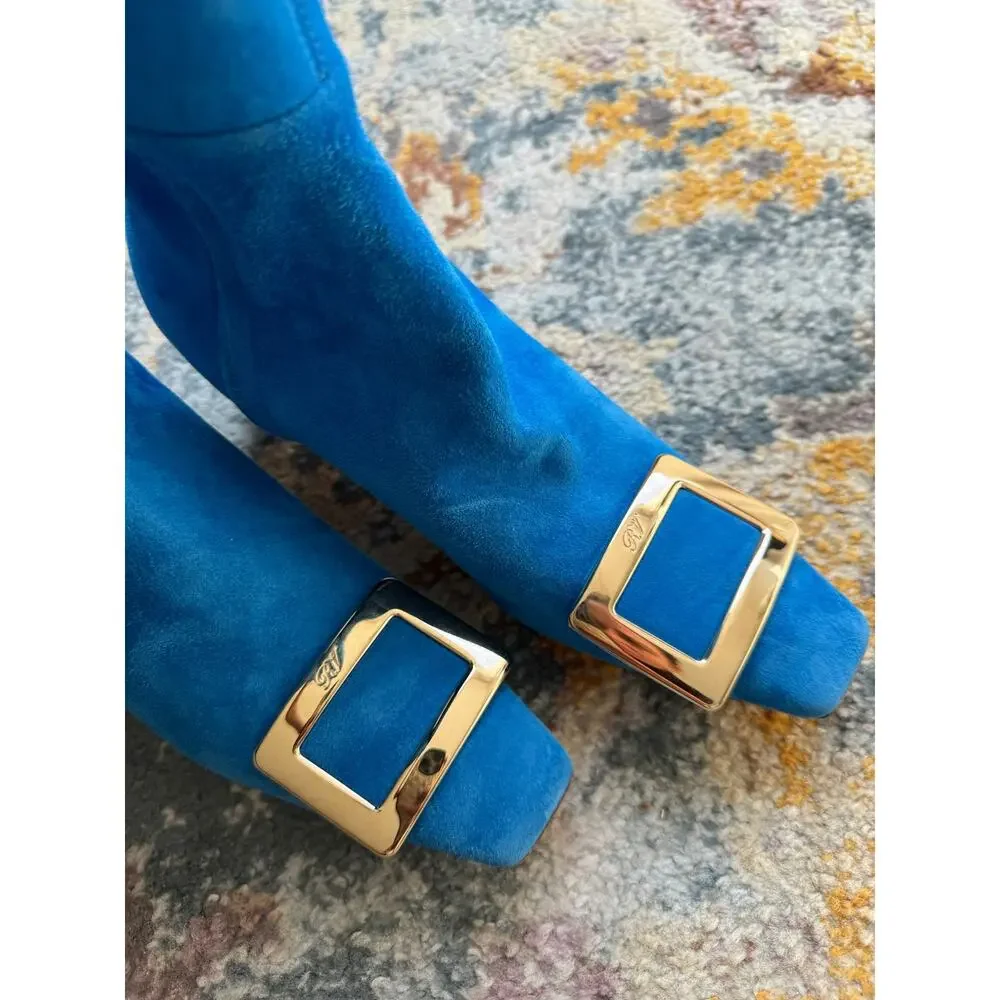 Roger Vivier Over-the-Knee Suede Buckle Boots